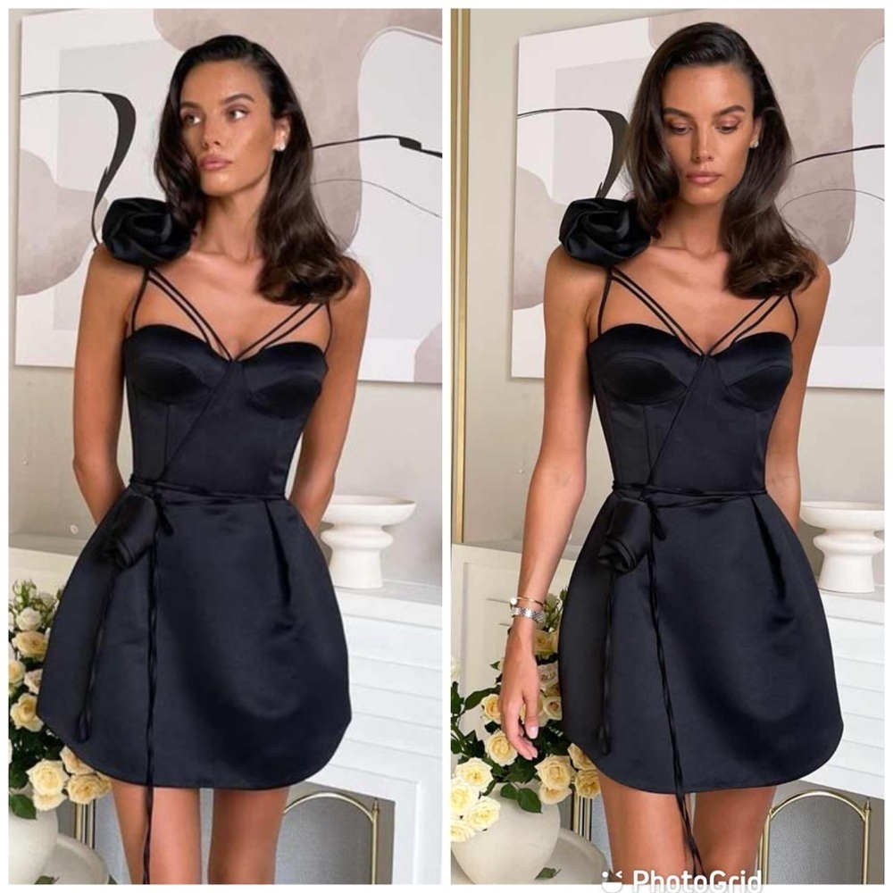 Post Meridiem Rose Detail Corset Bell Mini Dress